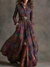 Plaid Button Front Maxi Shirt Dress