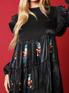 Christmas Nutcracker Ruffled Long Sleeve Dress