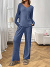 Soft Ribbed Knit Long Sleeve Lounge Set with Pants | Cozivora Loungewear