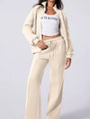 Drop Shoulder Zip-Up Jacket & Drawstring Pants Active Set