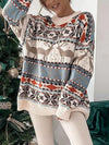 Geometric Dropped Shoulder Round Neck Sweater