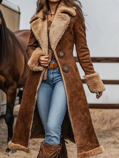 The Vintage Elegance Faux Fur Long Coat Plus