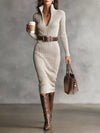 Full Size Ribbed Knit Turtleneck Sweater Dress Plus Size
