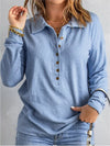 Soft Knit Button Detail Long Sleeve Top (S–3XL)